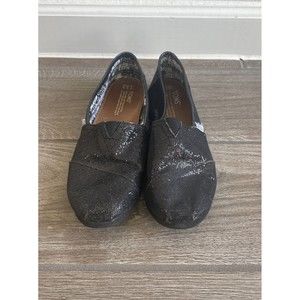 Toms Black Sequins Shoes Size Y3.5 Comfort Flats One for One